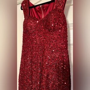 Red Sequin Sleeveless Dress